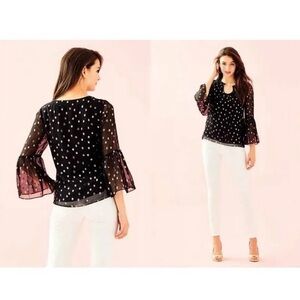 Lilly Pulitzer Silk Amory Metallic Top